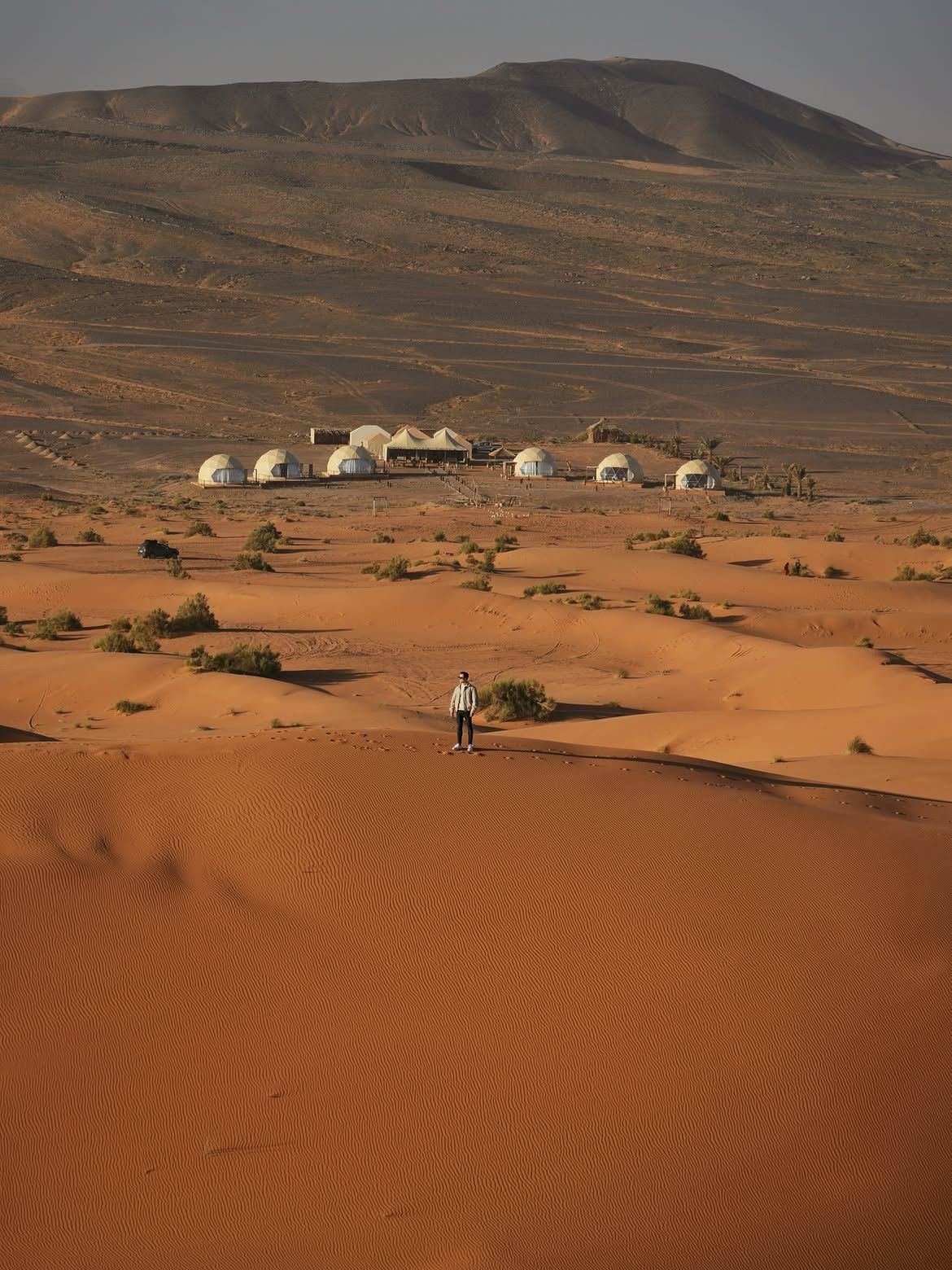 Traveller at a Sahara desert camp in Merzouga